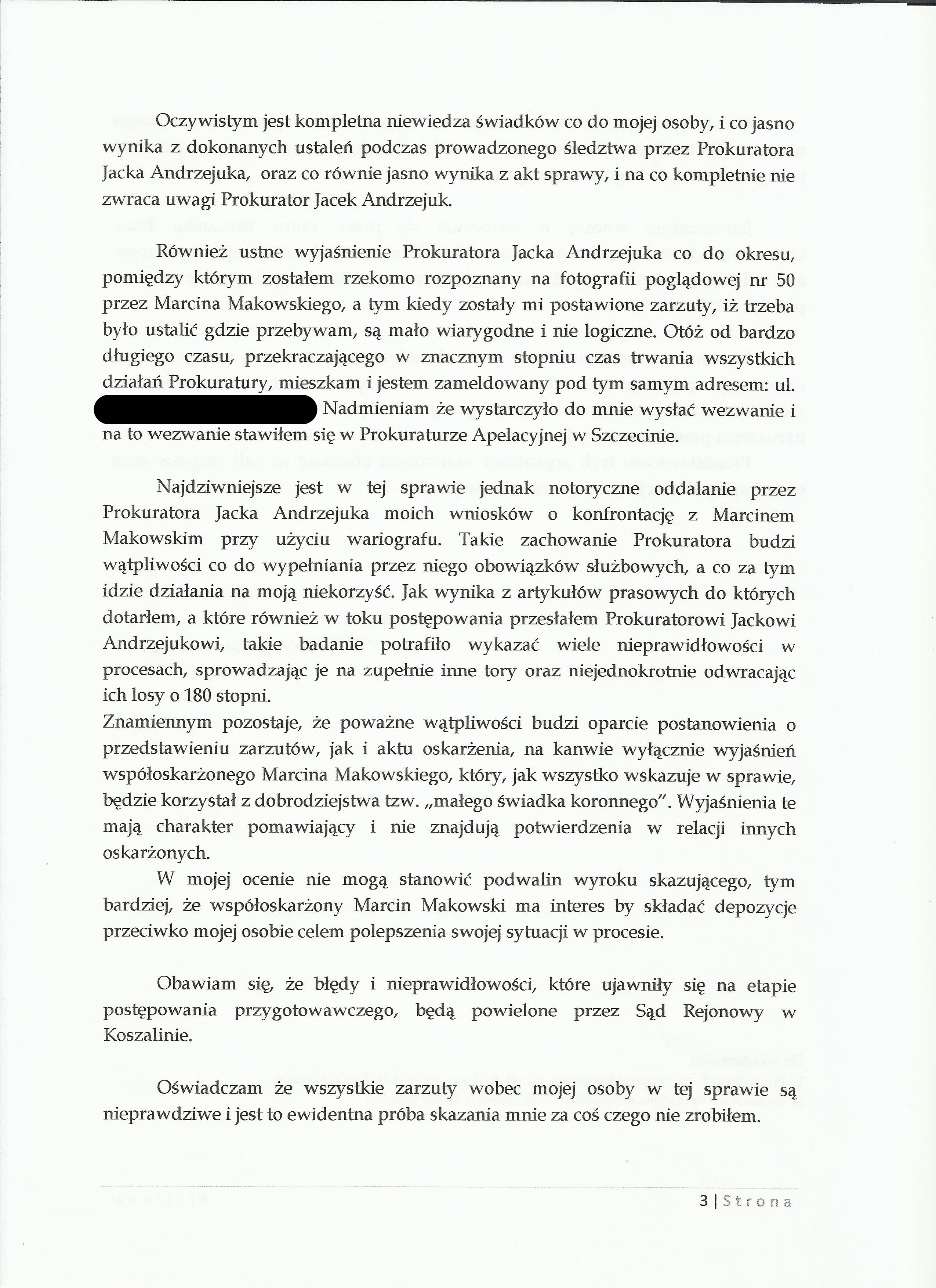 Wniosek do Biura Rzecznika Praw Obywatelskich o ścisły nadzór n0003